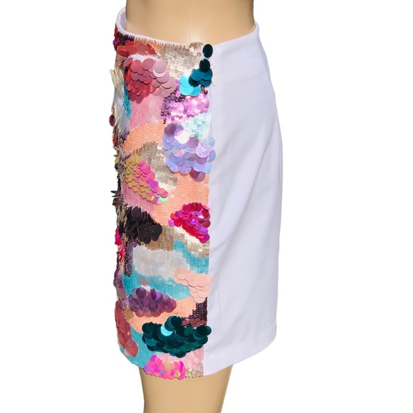 Bebe multicolored sequin mini skirt Sz 4 - Picture 4 of 11